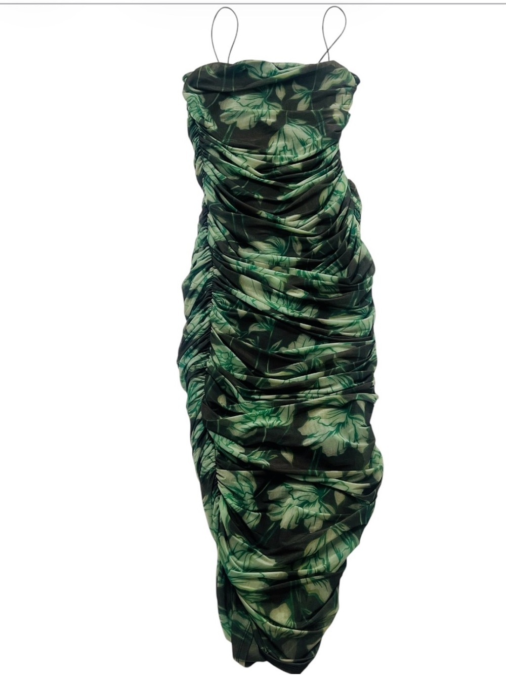 Future collective  Green Floral Ruched Cowl Neck Tank size xxs